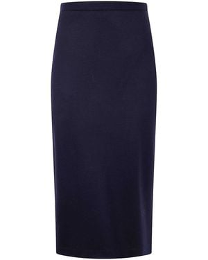 Harris Wharf London Midi Skirt Superfine Merino - Blue