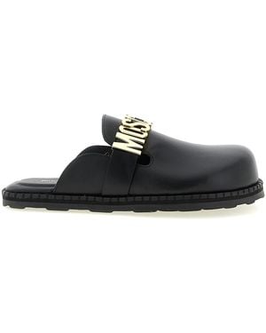 Moschino Leather Sabots - Black