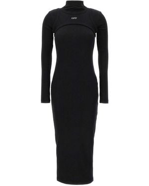 Off-White c/o Virgil Abloh Long Sleeve Off Stamp Stretch Cotton Dress - Black