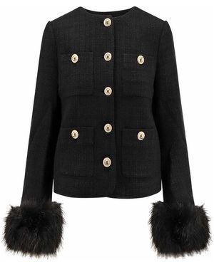 Self-Portrait Tweed Jacket - Black