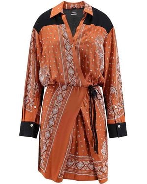 Pinko Viscose Dress Bandana Print - Orange