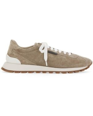 Brunello Cucinelli Suede Sneakers - White