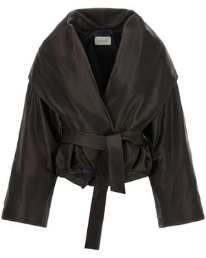 Magda Butrym Shawl Collar Leather Jacket - Black
