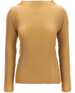 Pleats Please Issey Miyake Suede Like Pleats Blouse - Brown