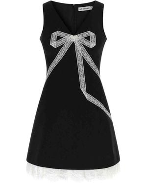 Self-Portrait Crpe Bow Lace Mini' Dress - Black