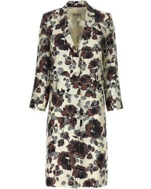 Alberto Biani Floral Print Trench Coat - White