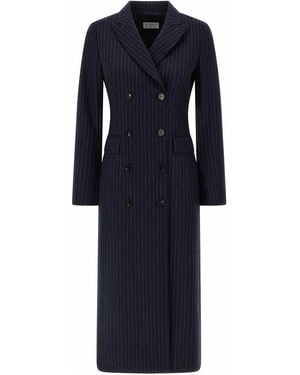 Alberto Biani Pinstripe Coat - Blue