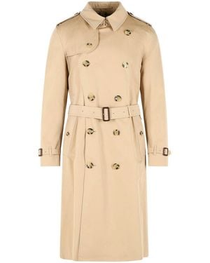 Burberry Long Cotton Trench Coat - Natural