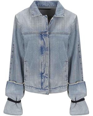ALAINPAUL Folded Elasticated Sleeve Denim Jacket - Blue