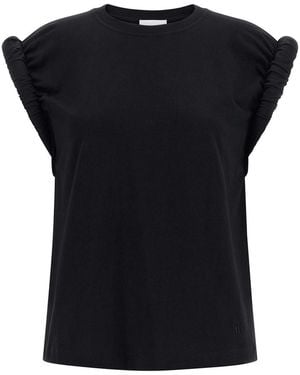 Nude Curled Sleeve T-Shirt - Black
