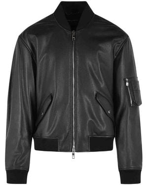 Dolce & Gabbana Leather Bomber Jacket - Black