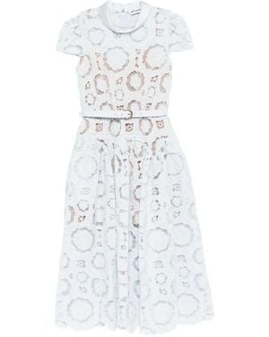 Self-Portrait Floral Lace Midi Dress - White
