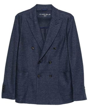 Circolo 1901 Double-Breasted Wool Jacket - Blue