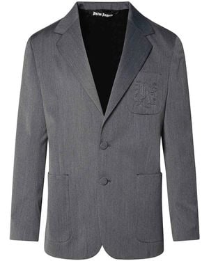 Palm Angels Virgin Wool Blend Blazer - Grey