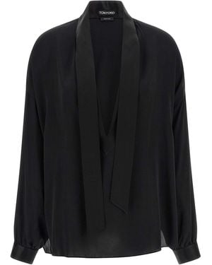 Tom Ford Lavallire Neck Blouse - Black