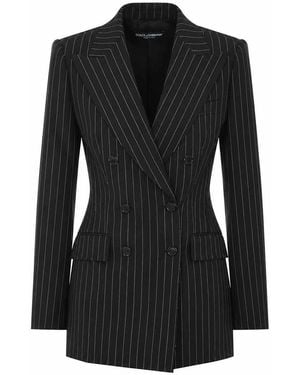 Dolce & Gabbana Double Breasted Striped Jacket - Black