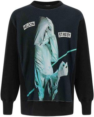 Undercover Brushed Cotton Oversized Sweatshirt With Graphic Print - Blue