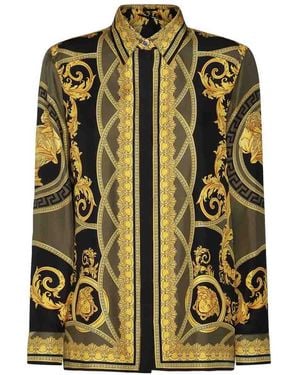Versace Camicia Di Seta E Nera - Metallizzato