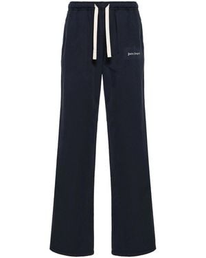 Palm Angels Cotton Gabardine Travel Joggers - Blue