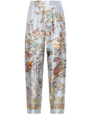 Etro Printed Silk Trousers - White