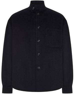 Giorgio Armani Cloth Shirt Jacket With High Collar - Blue