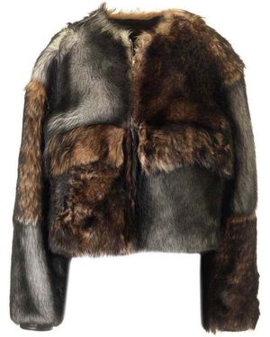 DURAZZI MILANO Crewneck Fur Coat - Black