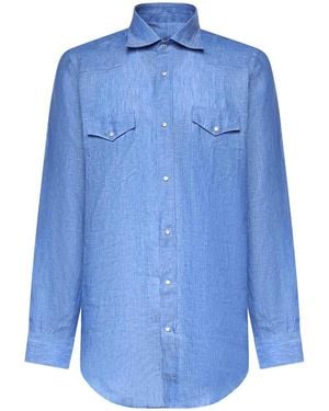 Sartorio Napoli Texas Linen Shirt - Blue