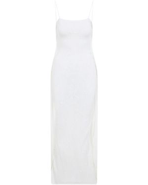 Jacquemus La Robe Maille Plumetis Long Dress - White