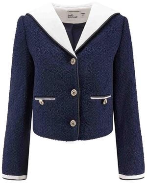Self-Portrait Jacket With Collar - Blue