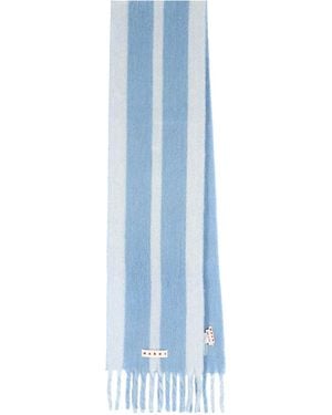 Marni Logo Striped Scarf - Blue