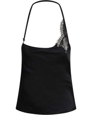 Courreges Asymmetric Top With Lace Detail - Black
