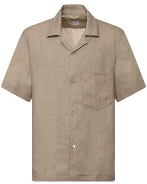 Eleventy Linen Bowling Shirt - Natural