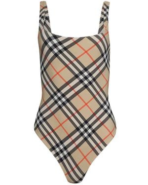 Burberry Check Swimsuit - Natural