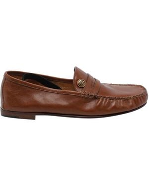 Versace Rovere Guanto Leather Loafers - Brown