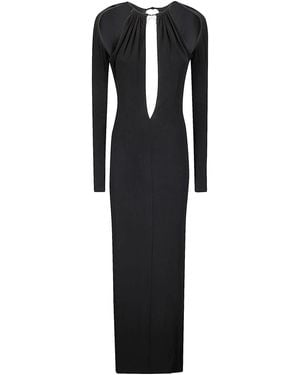 Marine Serre Draped Jersey Ls Long Dress - Black