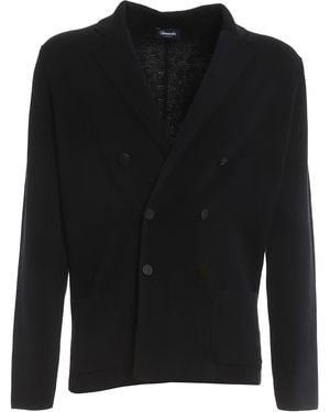 Drumohr Cotton Double-Breasted Blazer - Black