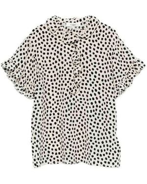 Chloé Short Sleeve Polka Blouse - White