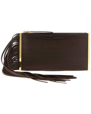 Elisabetta Franchi Fringed Clutch - Brown