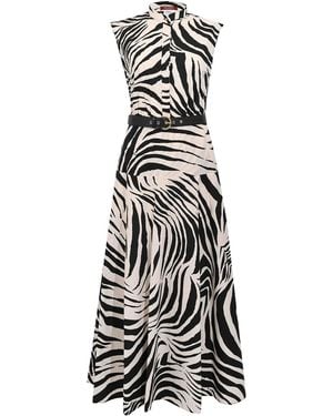 Max Mara Animal Print Mandarin Collar Dress - White