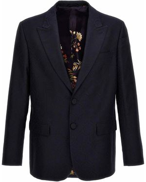 Etro Single-Breasted Jacquard Blazer - Blue