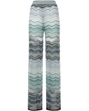 Missoni Viscose Chevron Lam Trousers With Sequins - Blue