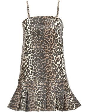 Ganni Dress With Animal Pattern - Brown