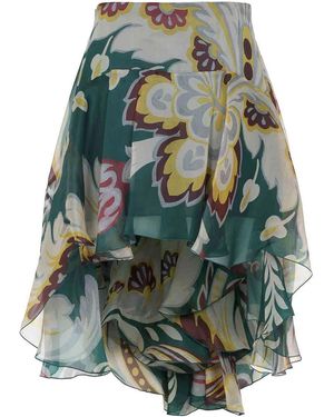 Etro Asymmetric Mini Skirt - Green