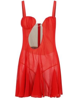 Nensi Dojaka Asymmetrical Panel Godet Mini Dress - Red