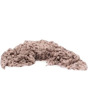 Brunello Cucinelli Cashmere Scarf With Lynx - Pink