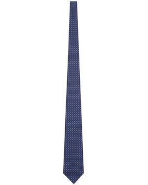 Kiton Fabric Tie With Micro Geometric Pattern - Blue