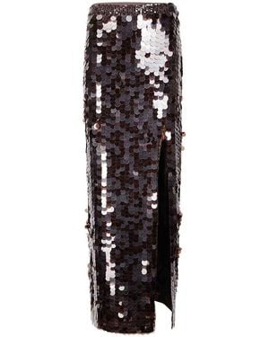 P.A.R.O.S.H. Midi Skirt With High Side Slit - Black