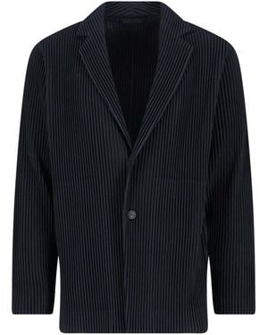 Homme Plissé Issey Miyake Single-Breasted Pleated Blazer - Blue
