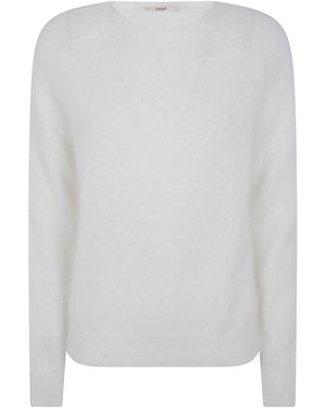 Nuur Boxy Long Sleeves Round Neck Jumper - White