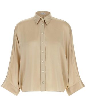 Brunello Cucinelli Satin Shirt - Natural